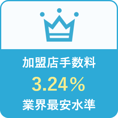 加盟店手数料3.24％業界最安水準
